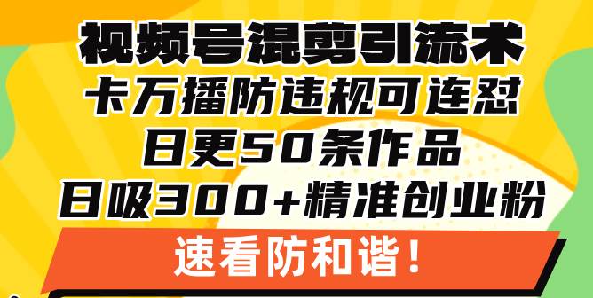 （13400期）视频号混剪引流技术，500万播放引流17000创业粉，操作简单当天学会-3YVIP资源库
