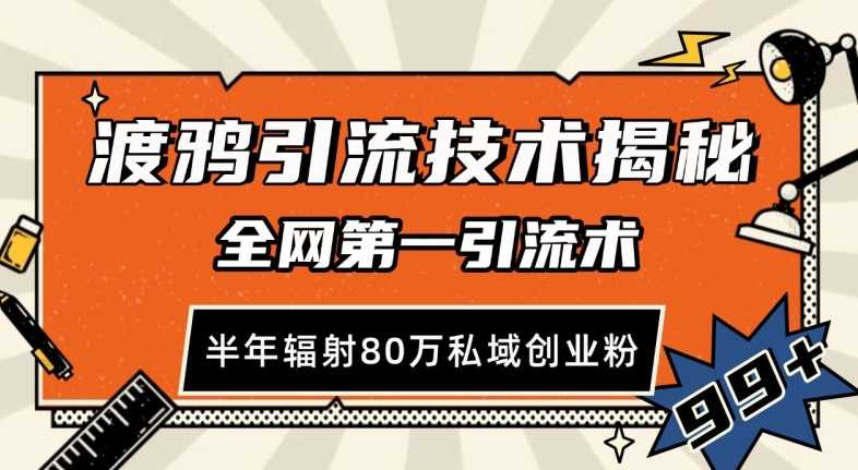 渡鸦引流技术，全网第一引流术，半年辐射80万私域创业粉 【揭秘】-3YVIP资源库