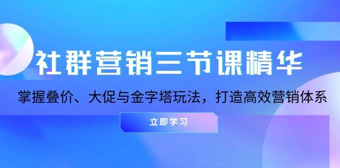 社群营销三节课精华：掌握叠价、大促与金字塔玩法，打造高效营销体系-3YVIP资源库
