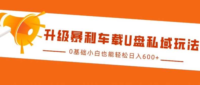升级暴利车载U盘私域玩法，0基础小白也能轻松日入多张【揭秘】-3YVIP资源库