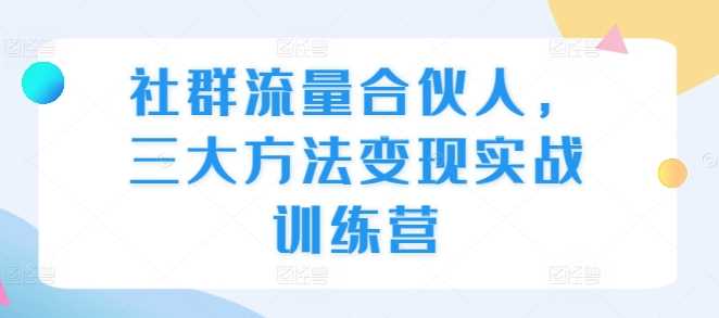 社群流量合伙人，三大方法变现实战训练营-3YVIP资源库