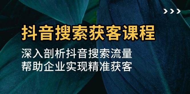 抖音搜索获客课程：深入剖析抖音搜索流量，帮助企业实现精准获客-3YVIP资源库