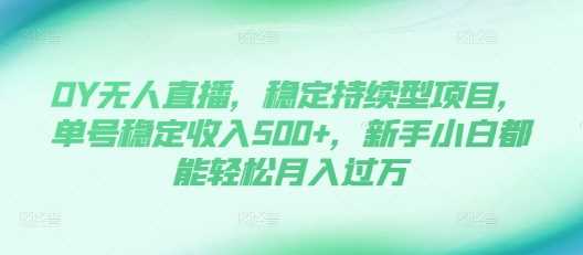 DY无人直播，稳定持续型项目，单号稳定收入500+，新手小白都能轻松月入过万【揭秘】-3YVIP资源库