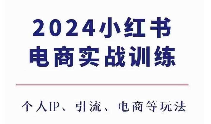 2024小红书电商3.0实战训练，包含个人IP、引流、电商等玩法-3YVIP资源库