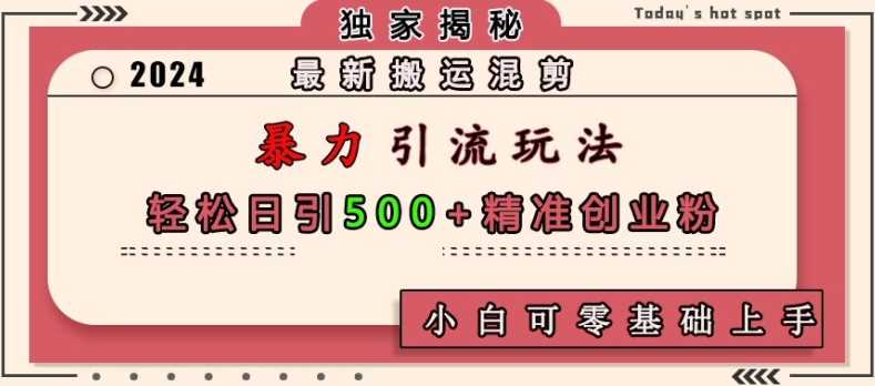 最新搬运混剪暴力引流玩法，轻松日引500+精准创业粉，小白可零基础上手-3YVIP资源库