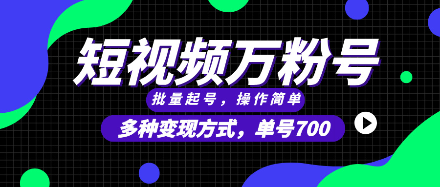 （13497期）短视频快速涨粉，批量起号，单号700，多种变现途径，可无限扩大来做。-3YVIP资源库