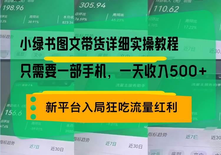（13509期）小绿书图文带货详细实操教程，只需要一部手机，一天收入500+，轻松变现-3YVIP资源库