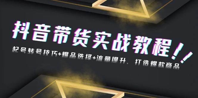（13526期）抖音带货实战教程：起号转号技巧+爆品选择+流量提升，打造爆款商品-3YVIP资源库