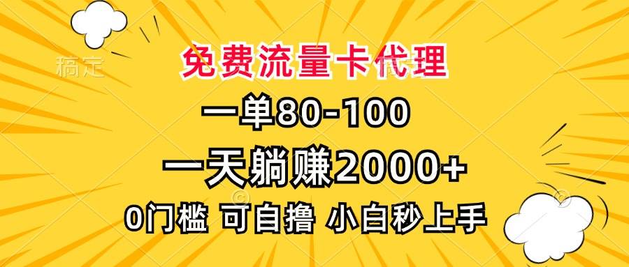 （13551期）一单80，免费流量卡代理，一天躺赚2000+，0门槛，小白也能轻松上手-3YVIP资源库
