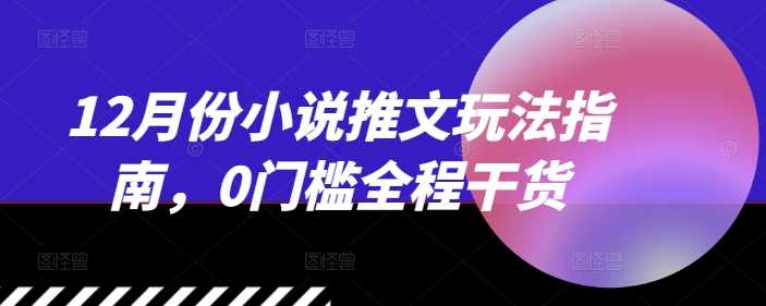 12月份小说推文玩法指南，0门槛全程干货-3YVIP资源库