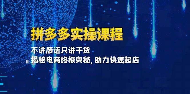 （13577期）拼多多实操课程：不讲废话只讲干货, 揭秘电商终极奥秘,助力快速起店-3YVIP资源库