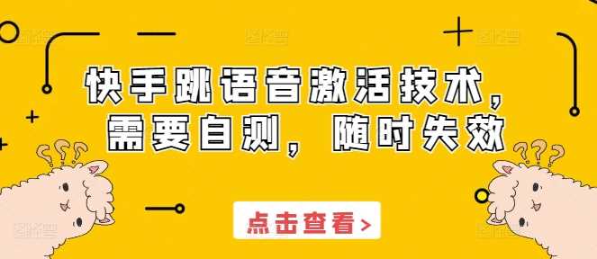 快手跳语音激活技术，需要自测，随时失效-3YVIP资源库
