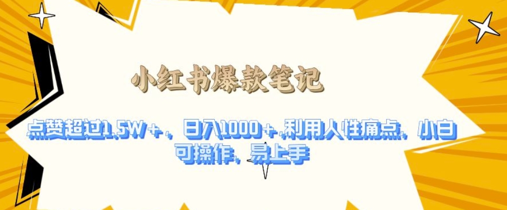 利用人性的痛点，打造爆款笔记，获得点赞超过1.5W+，日入1k【揭秘】-3YVIP资源库