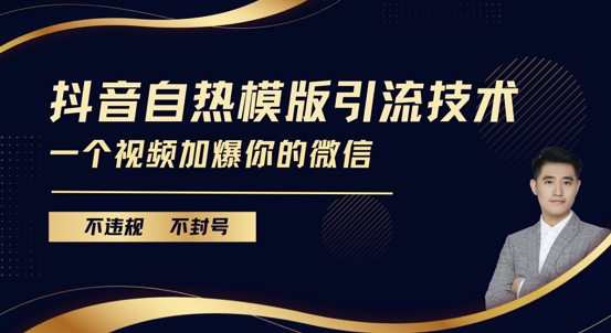 抖音最新自热模版引流技术，不违规不封号，一个视频加爆你的微信【揭秘】-3YVIP资源库