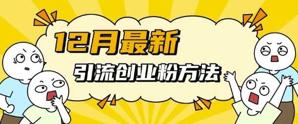 12月最新引流创业粉方法，方法非常简单，适用于多平台-3YVIP资源库
