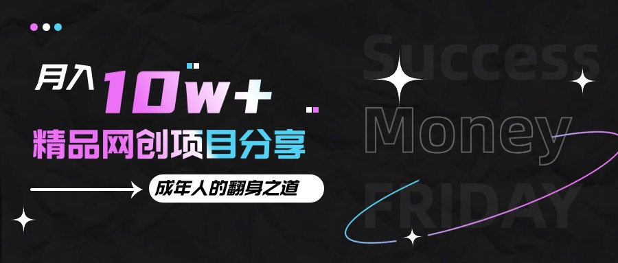 月入十万+的网创项目分享，成年人的最快翻身之道-3YVIP资源库