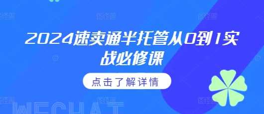 2024速卖通半托管从0到1实战必修课，掌握通投广告打法、熟悉速卖通半托管的政策细节-3YVIP资源库