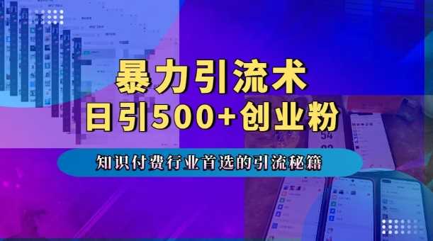 暴力引流术，专业知识付费行业首选的引流秘籍，一天暴流500+创业粉，五个手机流量接不完!-3YVIP资源库