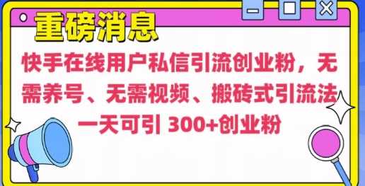 快手最新引流创业粉方法，无需养号、无需视频、搬砖式引流法【揭秘】-3YVIP资源库