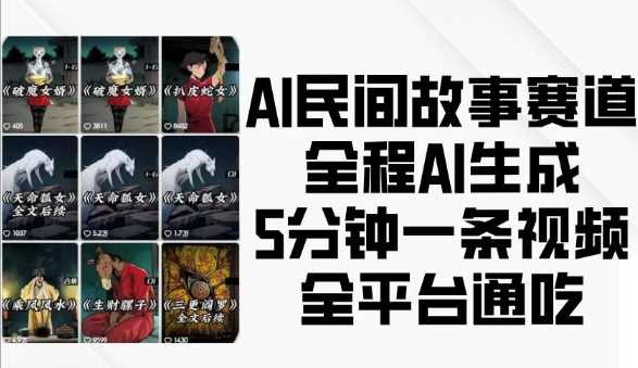 AI民间故事赛道，全程AI生成5分钟一条视频，全平台通吃-3YVIP资源库