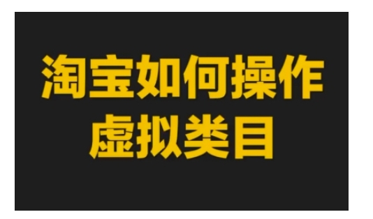 淘宝如何操作虚拟类目，淘宝虚拟类目玩法实操教程-3YVIP资源库