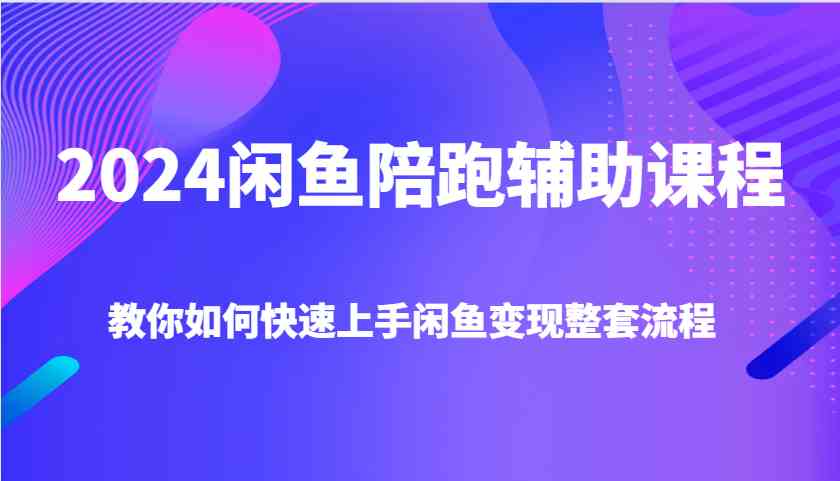 2024闲鱼陪跑辅助课程，教你如何快速上手闲鱼变现整套流程-3YVIP资源库