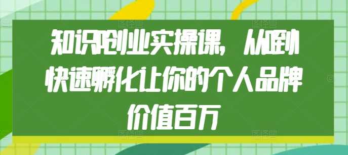 知识IP创业实操课，从0到1快速孵化让你的个人品牌价值百万-3YVIP资源库