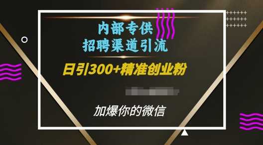 内部招聘渠道日引流300+创业粉，加爆你的微信【揭秘】-3YVIP资源库