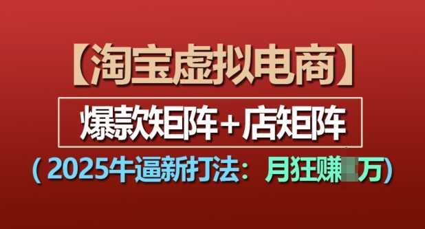 淘宝虚拟电商，2025牛逼新打法：爆款矩阵+店矩阵，月入过万-3YVIP资源库