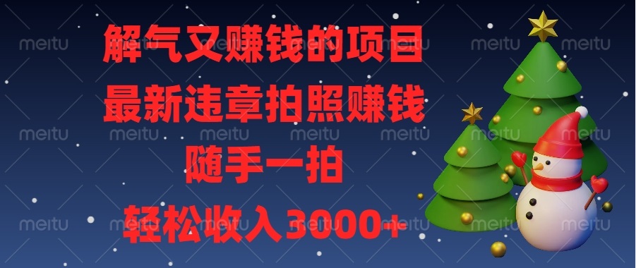 （13686期）解气又赚钱的项目，最新违章拍照赚钱，随手一拍，轻松收入3000+-3YVIP资源库