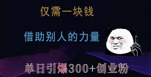 仅需一块钱，借助别人的力量，单日引爆300+创业粉、兼职粉【揭秘】-3YVIP资源库
