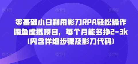 零基础小白利用影刀RPA轻松操作闲鱼虚拟项目，每个月能多挣2-3k(内含详细步骤及影刀代码)-3YVIP资源库