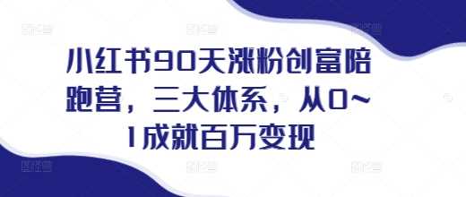 小红书90天涨粉创富陪跑营，​三大体系，从0~1成就百万变现，做小红书的最后一站-3YVIP资源库