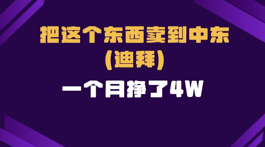 （13740期）跨境电商一个人在家把货卖到迪拜，暴力项目拆解-3YVIP资源库