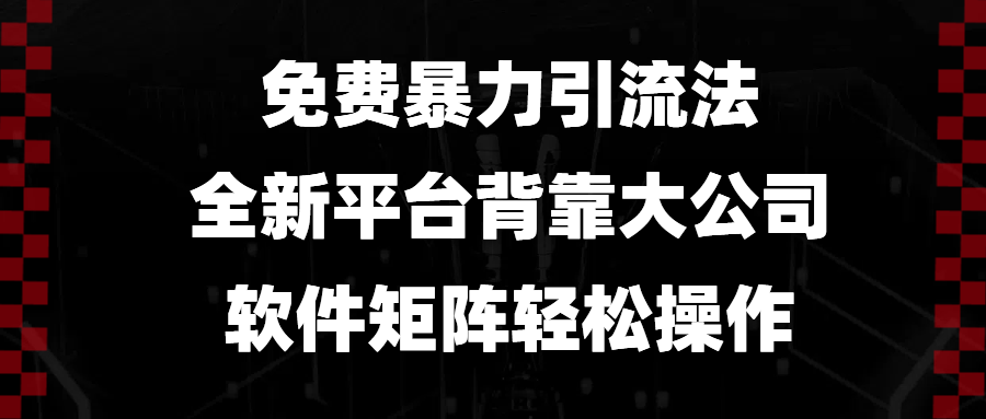 （13745期）免费暴力引流法，全新平台，背靠大公司，软件矩阵轻松操作-3YVIP资源库