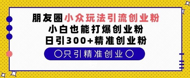 朋友圈小众玩法引流创业粉，小白也能打爆创业粉，日引300+精准创业粉【揭秘】-3YVIP资源库