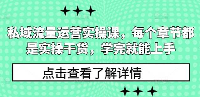 私域流量运营实操课，每个章节都是实操干货，学完就能上手-3YVIP资源库