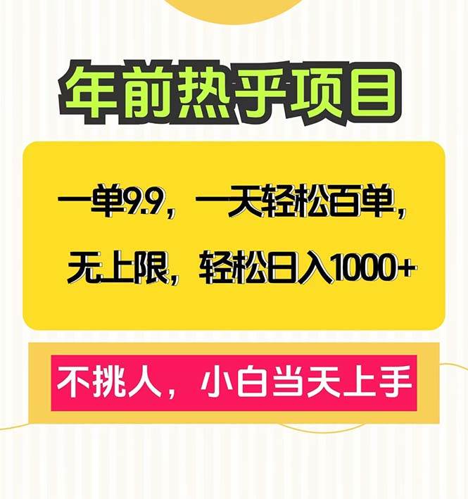 （13795期）一单9.9，一天百单无上限，不挑人，小白当天上手，轻松日入1000+-3YVIP资源库