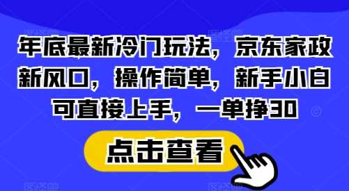 年底最新冷门玩法，京东家政新风口，操作简单，新手小白可直接上手，一单挣30【揭秘】-3YVIP资源库