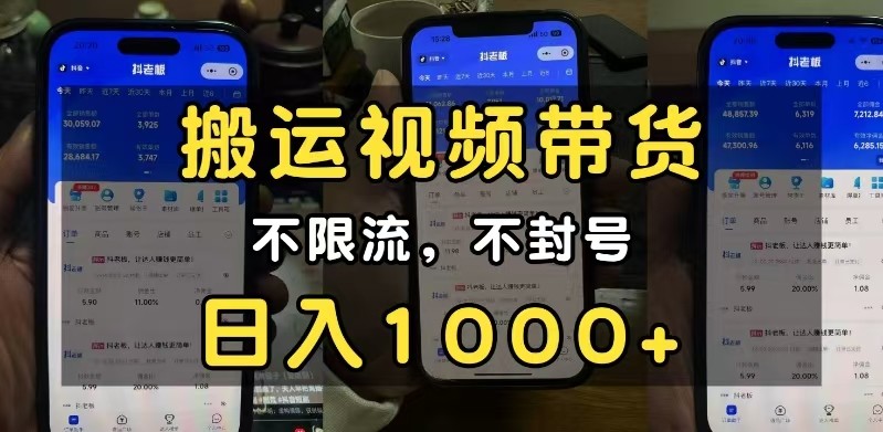 小白必看搬运视频带货玩法，不限流，不封号，纯自然流，日入1000+-3YVIP资源库