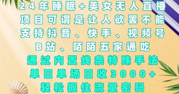 2024年睡眠+美女无人直播，通过内置线条特殊手法，单场日收3k+，轻松握住流量密码【揭秘】-3YVIP资源库