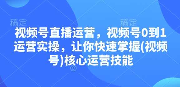 视频号直播运营，视频号0到1运营实操，让你快速掌握(视频号)核心运营技能-3YVIP资源库