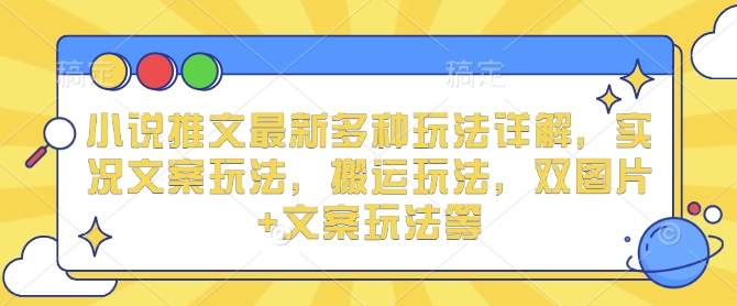小说推文最新多种玩法详解，实况文案玩法，搬运玩法，双图片+文案玩法等-3YVIP资源库
