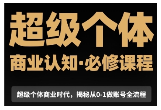 超级个体商业认知觉醒视频课，商业认知·必修课程揭秘从0-1账号全流程-3YVIP资源库