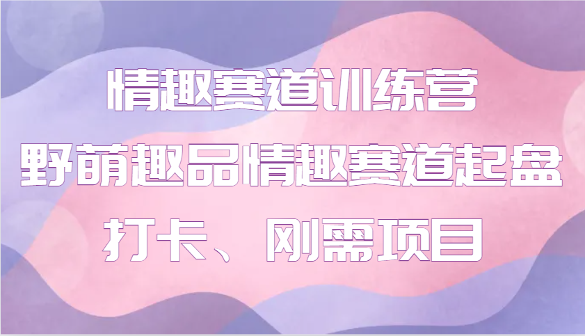 情趣赛道训练营 野萌趣品情趣赛道起盘打卡、刚需项目-3YVIP资源库
