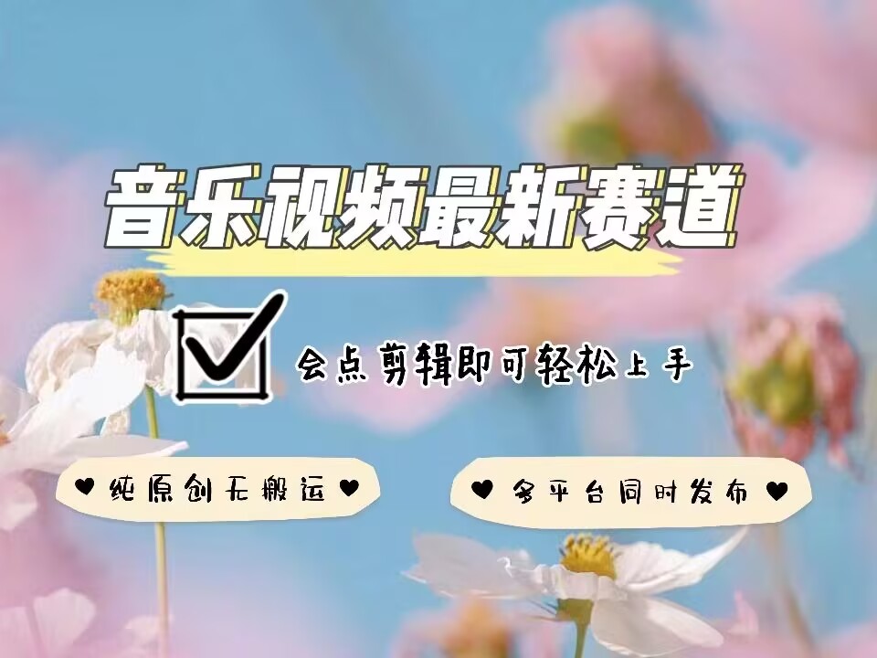 音乐视频赛道最新玩法，纯原创不违规，可所有平台同时发布，会点剪辑即可轻松拿捏-3YVIP资源库