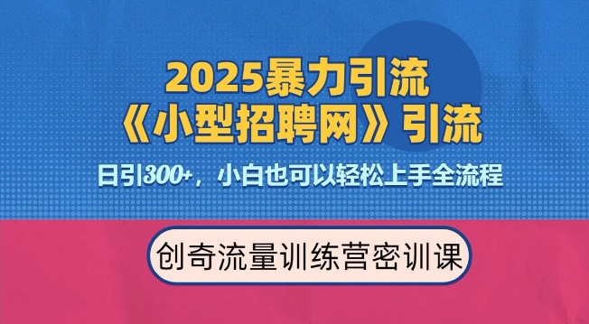 2025最新暴力引流方法，招聘平台一天引流300+，日变现多张，专业人士力荐-3YVIP资源库