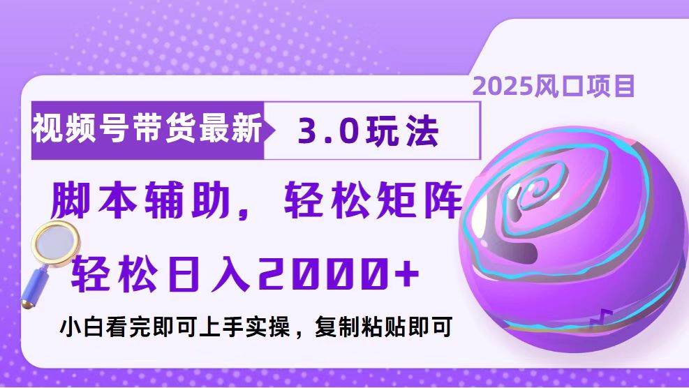 （13959期）视频号带货最新3.0玩法，作品制作简单，当天起号，复制粘贴，脚本辅助…-3YVIP资源库