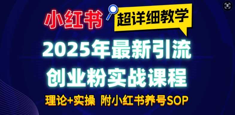 2025年最新小红书引流创业粉实战课程【超详细教学】小白轻松上手，月入1W+，附小红书养号SOP-3YVIP资源库