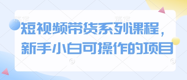 短视频带货系列课程，新手小白可操作的项目-3YVIP资源库